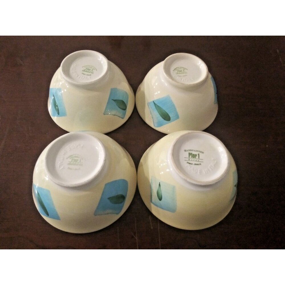 Pier 1 Italy Escer soup bowls 5.5" Handpainted Earthenware VTG set of 4 EUC